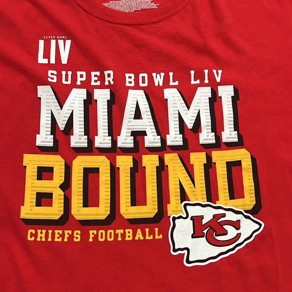 NFL Kansan City Chiefs Super Bowl LIV Miami Bound‎ 100% Cotton Ted T-Shirt XL - Picture 2 of 7